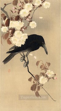 crow on a cherry branch Ohara Koson Shin hanga Oil Paintings